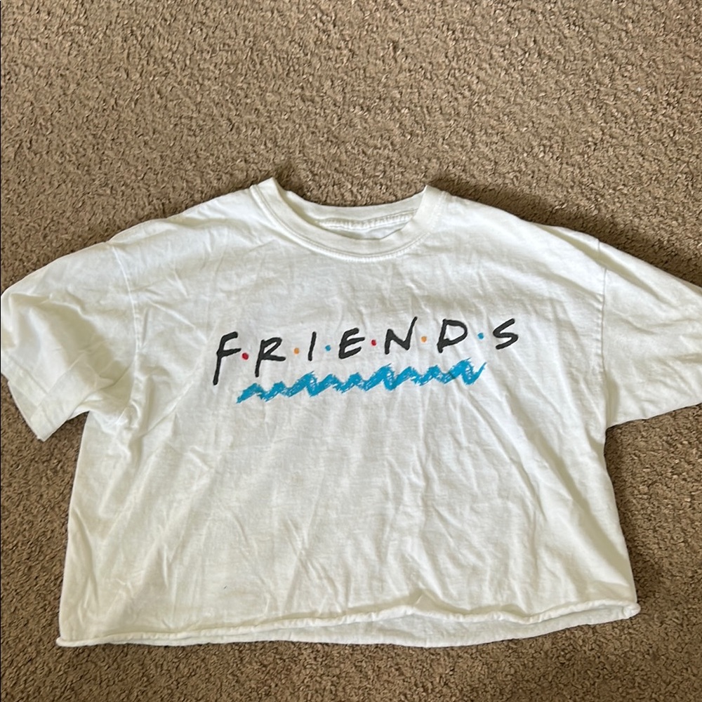 FRIENDS White Crop Top with Iconic Logo